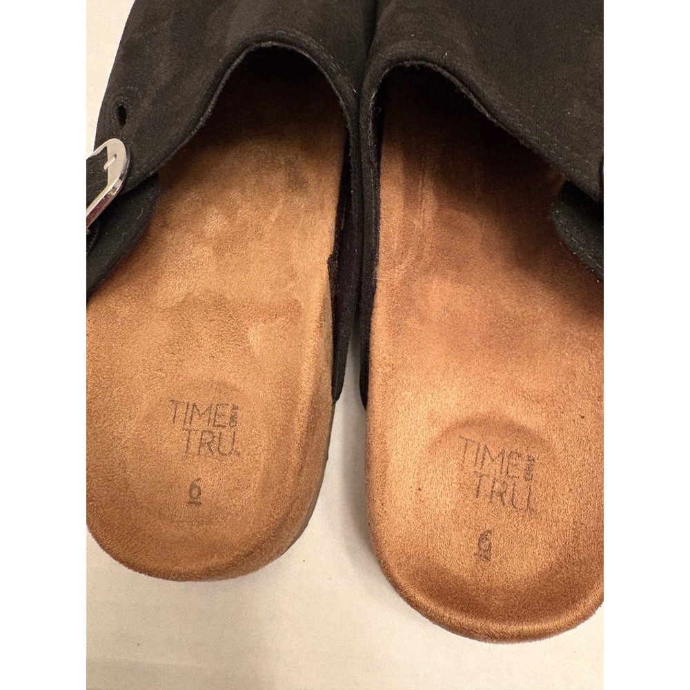 Time and Tru Womens Comfort Clogs Bundle Black Tan Faux Suede Mules Size 6 Pair - Picture 12 of 12